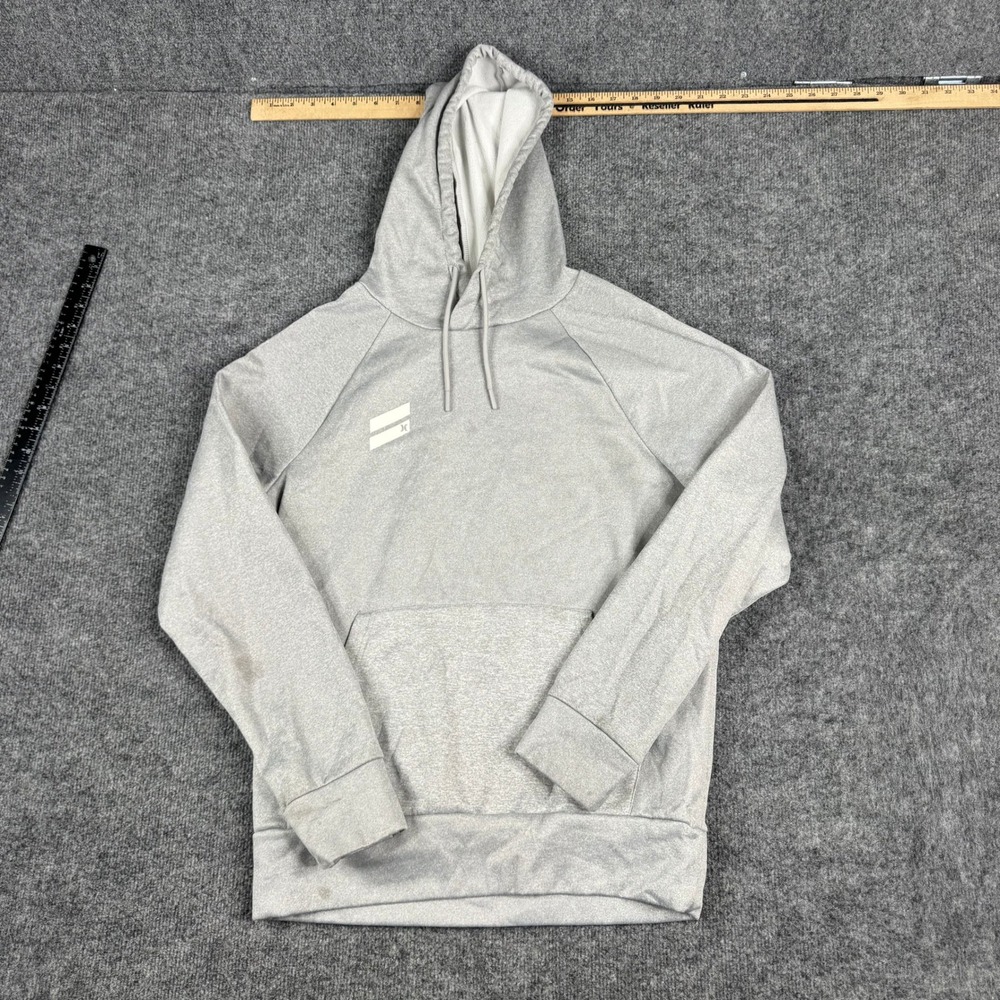 Hurley Hoodie Mens Size S Grey Heather Raglan Sleeve Fleece Pullover Sweatshirt